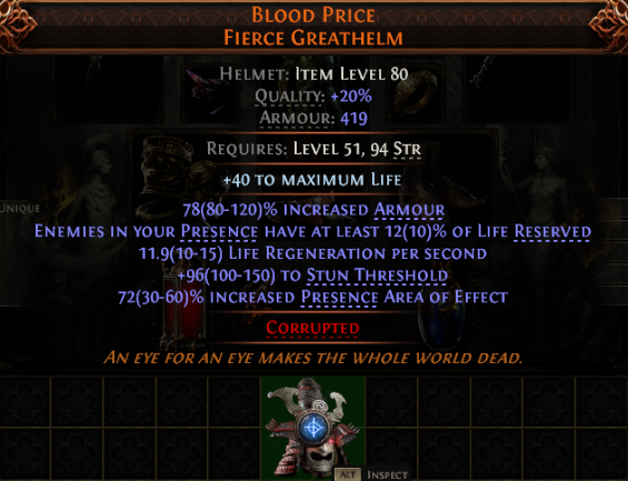 Blood Price Fierce Greathelm